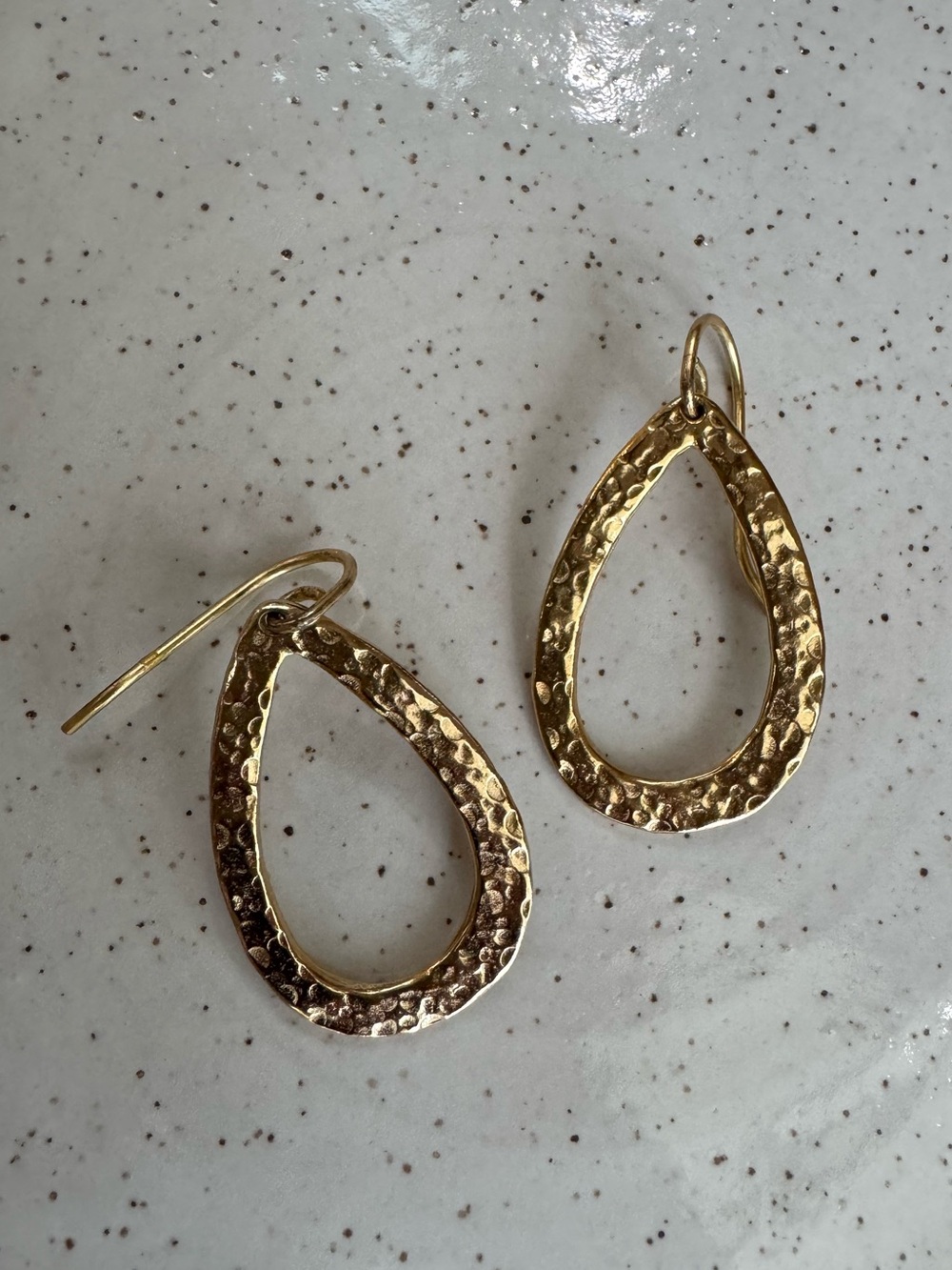 Gold Hammered Teardrop Dangle Earrings - Women Jewelry